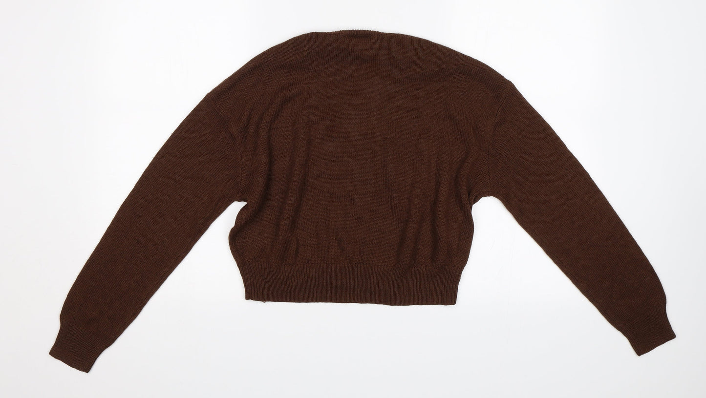 Womens UK Size XS Divided Brown Pullover Jumper