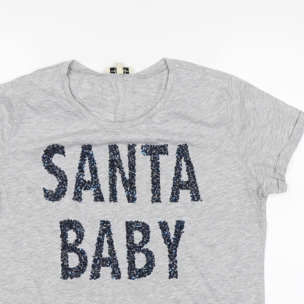 Papaya Womens Grey   Basic T-Shirt Size 14  - Santa Baby