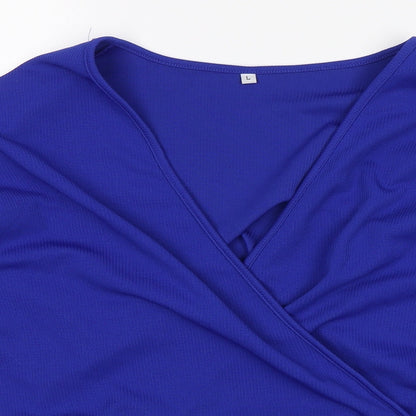 Womens UK Size L Preworn Blue Basic Blouse