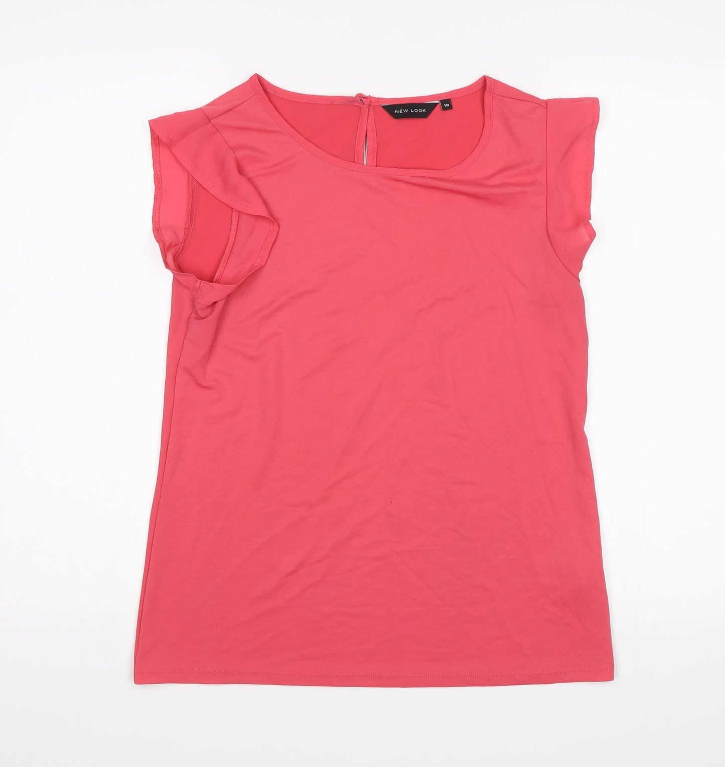 Womens UK Size 10 New Look Pink Basic Blouse