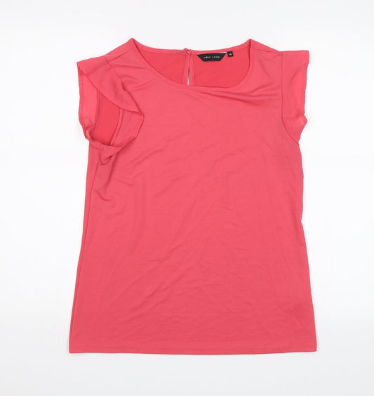 Womens UK Size 10 New Look Pink Basic Blouse