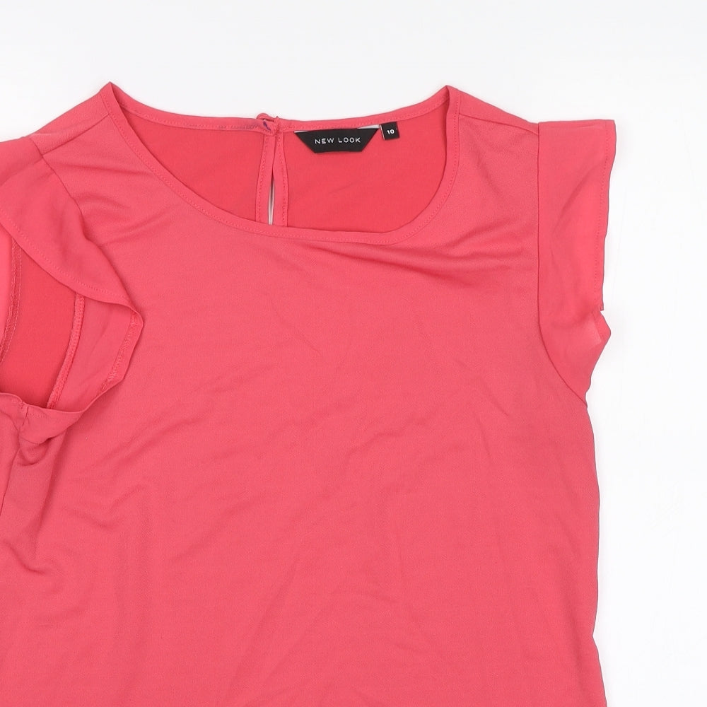 Womens UK Size 10 New Look Pink Basic Blouse