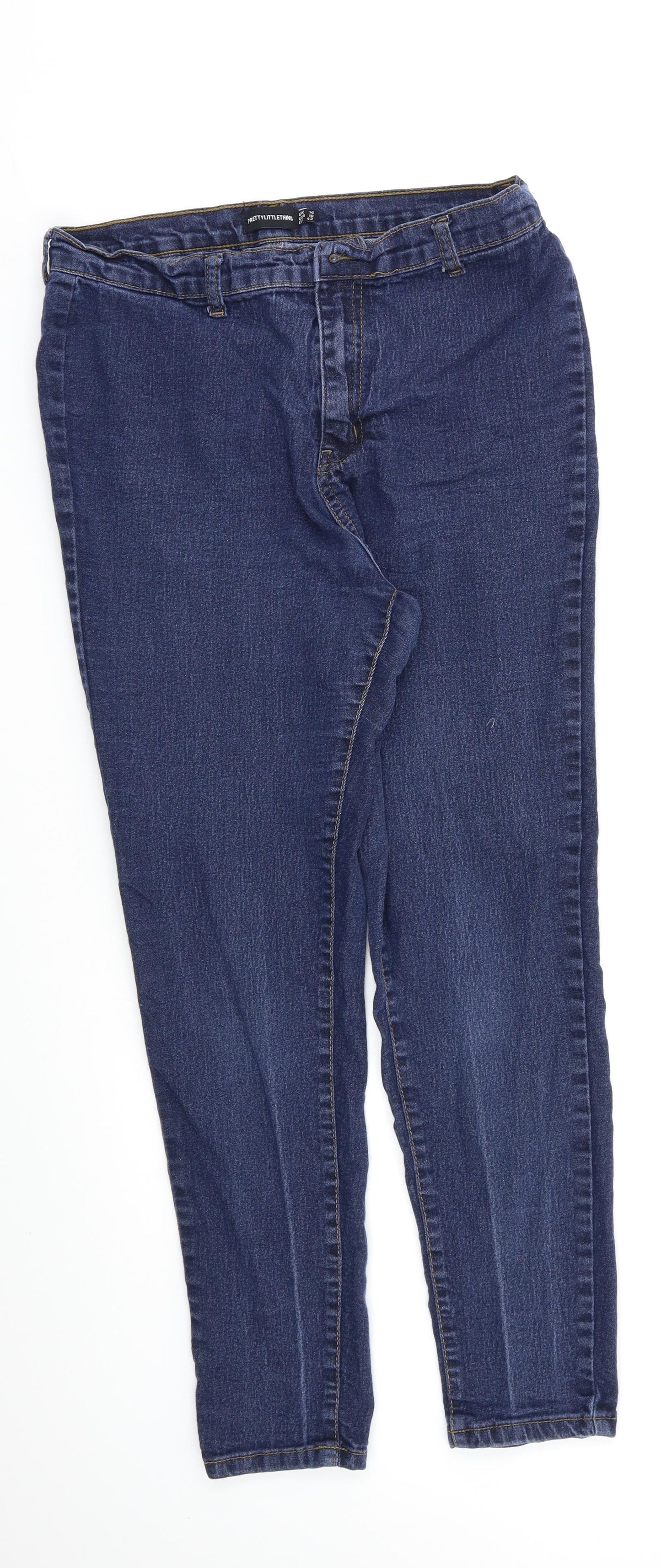 PRETTYLITTLETHING Womens Blue   Skinny Jeans Size 14 L26 in