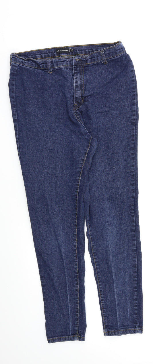 PRETTYLITTLETHING Womens Blue   Skinny Jeans Size 14 L26 in