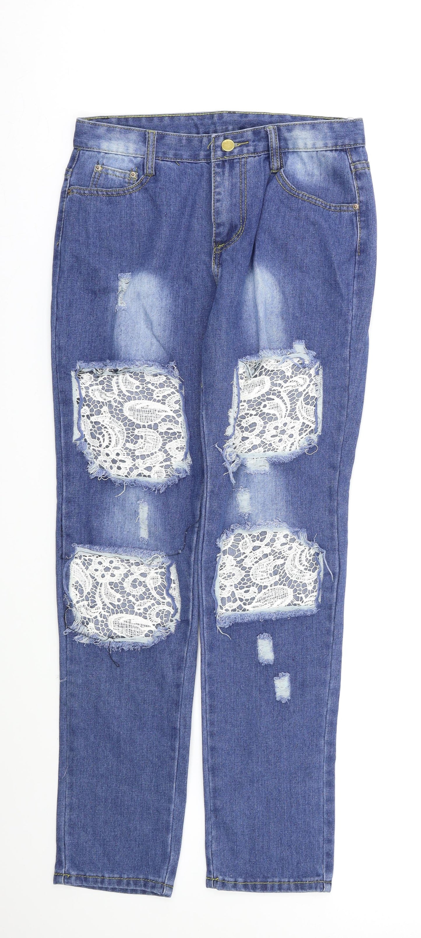 Womens UK Size 10 Preworn Regular Fit Straight Blue Jeans
