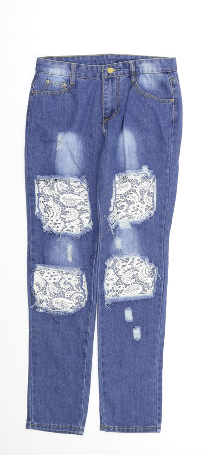 Womens UK Size 10 Preworn Regular Fit Straight Blue Jeans