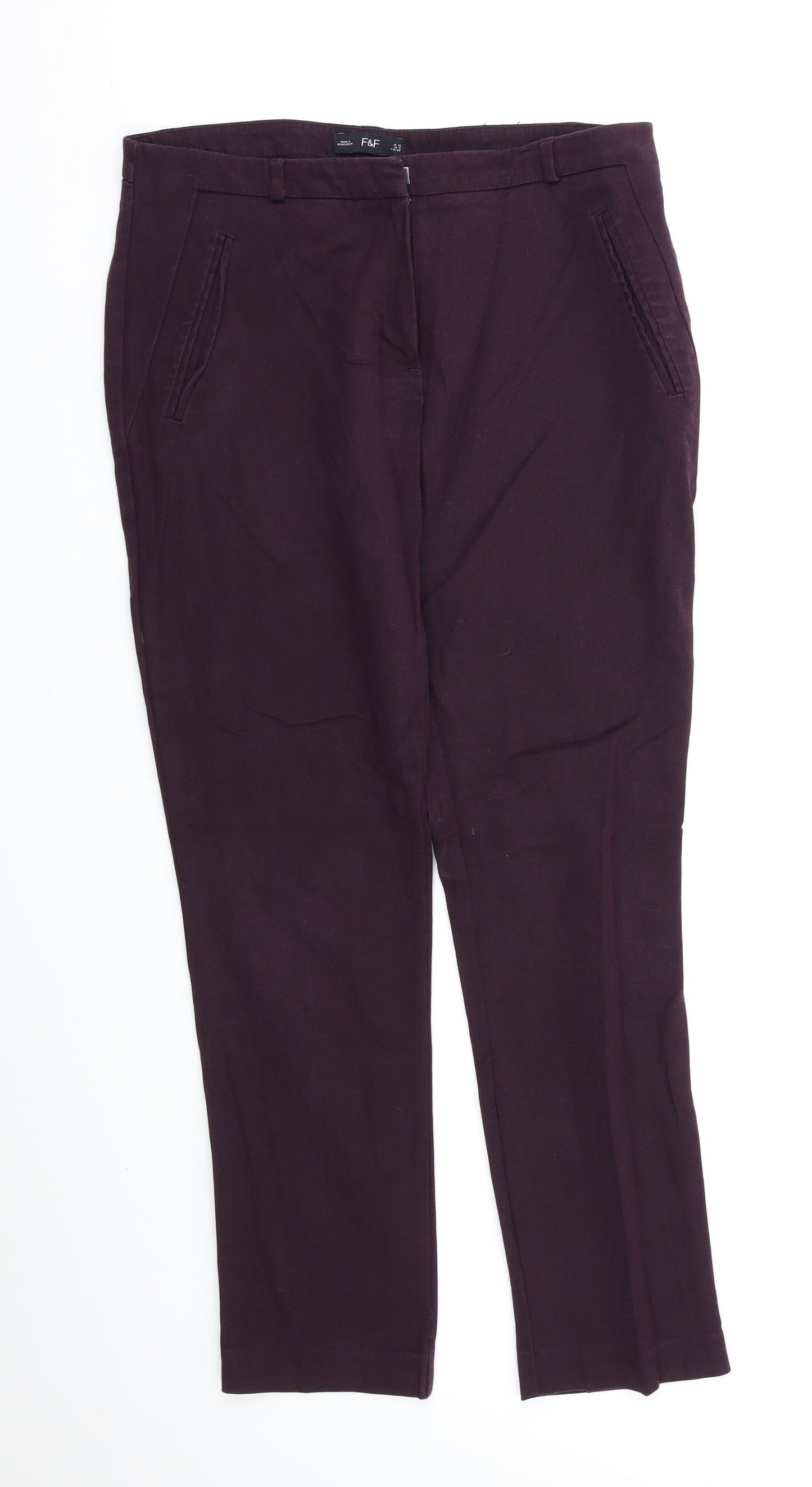 Womens UK Size 10 F&F Regular Fit Dress Pants Purple Trousers