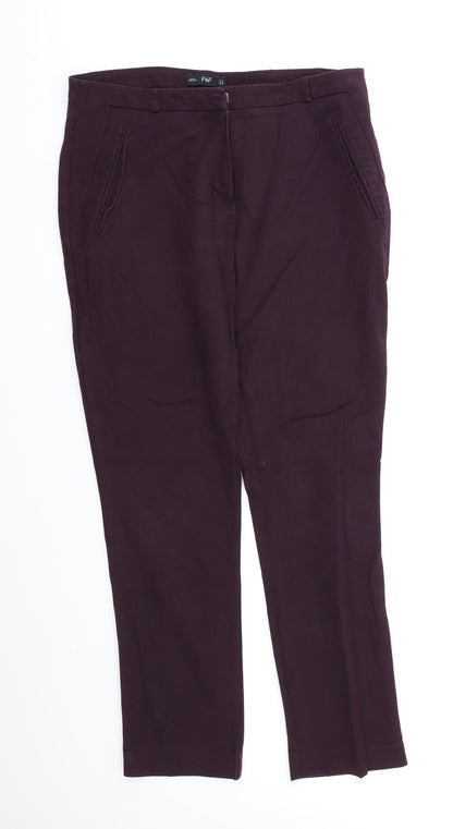 Womens UK Size 10 F&F Regular Fit Dress Pants Purple Trousers