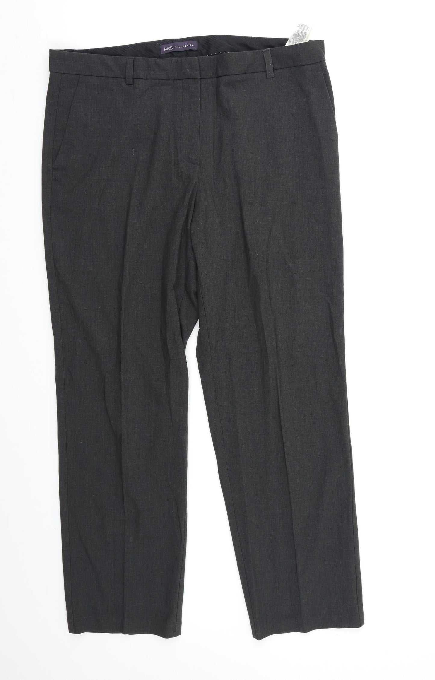 Womens UK Size 16 M&S Regular Fit Dress Pants Grey Trousers