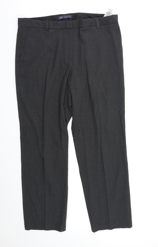 Womens UK Size 16 M&S Regular Fit Dress Pants Grey Trousers