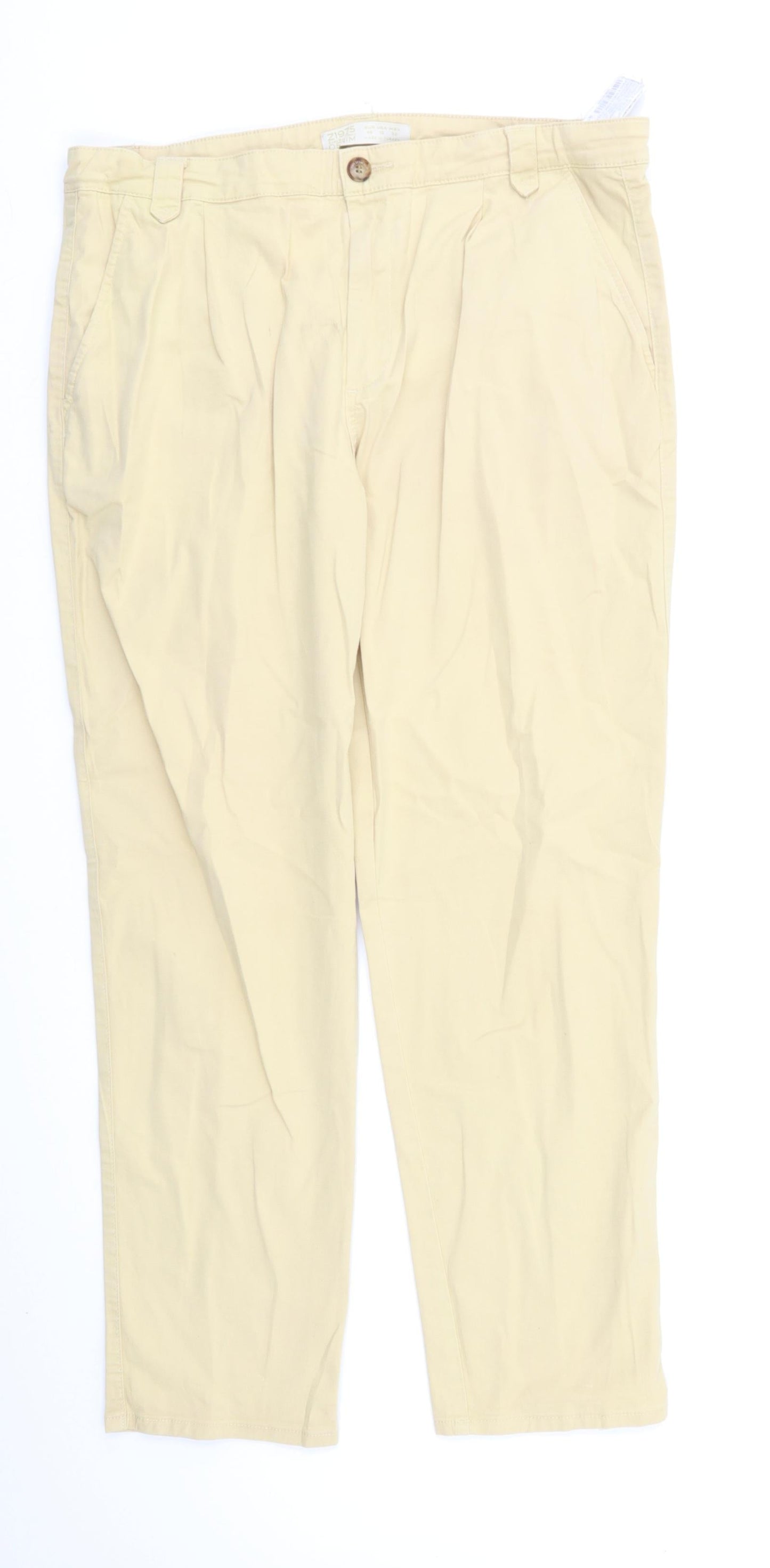 Womens UK Size 14 Zara Regular Fit  Beige Trousers