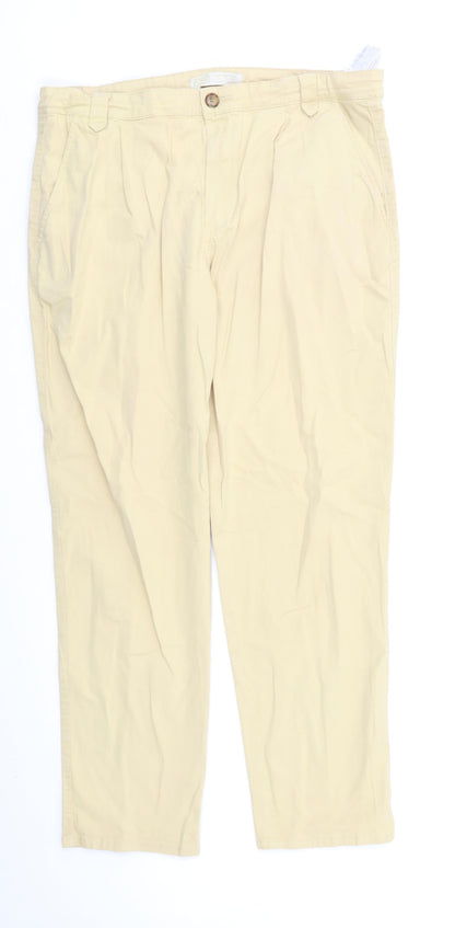 Womens UK Size 14 Zara Regular Fit  Beige Trousers