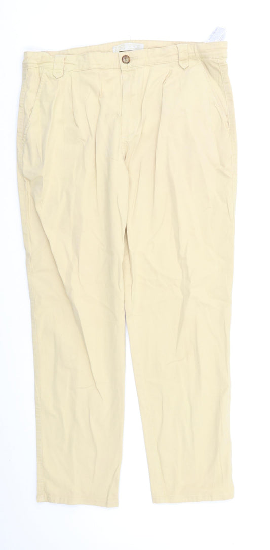 Womens UK Size 14 Zara Regular Fit  Beige Trousers