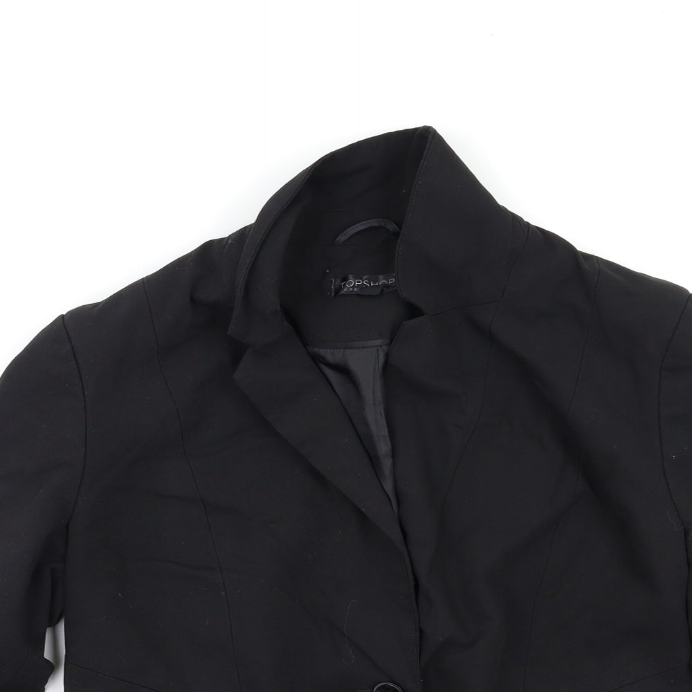 Topshop Womens Black   Overcoat Blazer Size 12