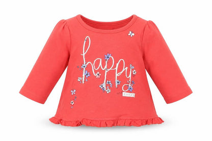 Front view of Preworn girls’ red a-line size newborn