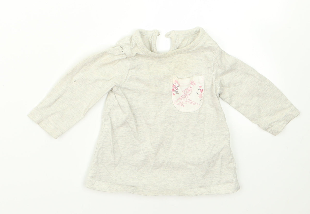 Additional front view of George girls’ grey rayon basic t-shirt, size 0-3, months