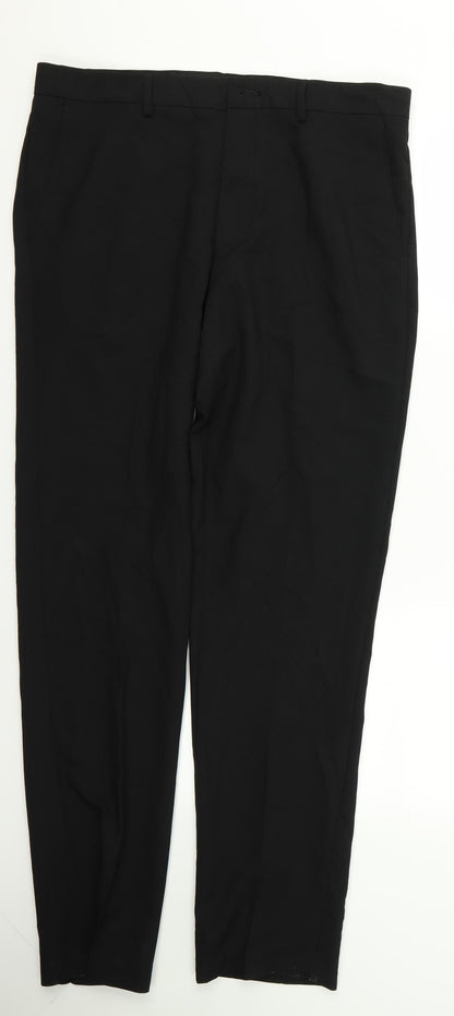 Womens UK Size 34 Preworn Regular Fit  Black Trousers