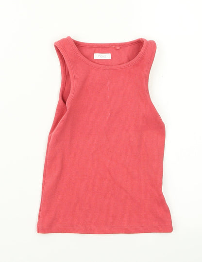 Additional front view of Next girls’ pink rayon basic tank, size 4, years