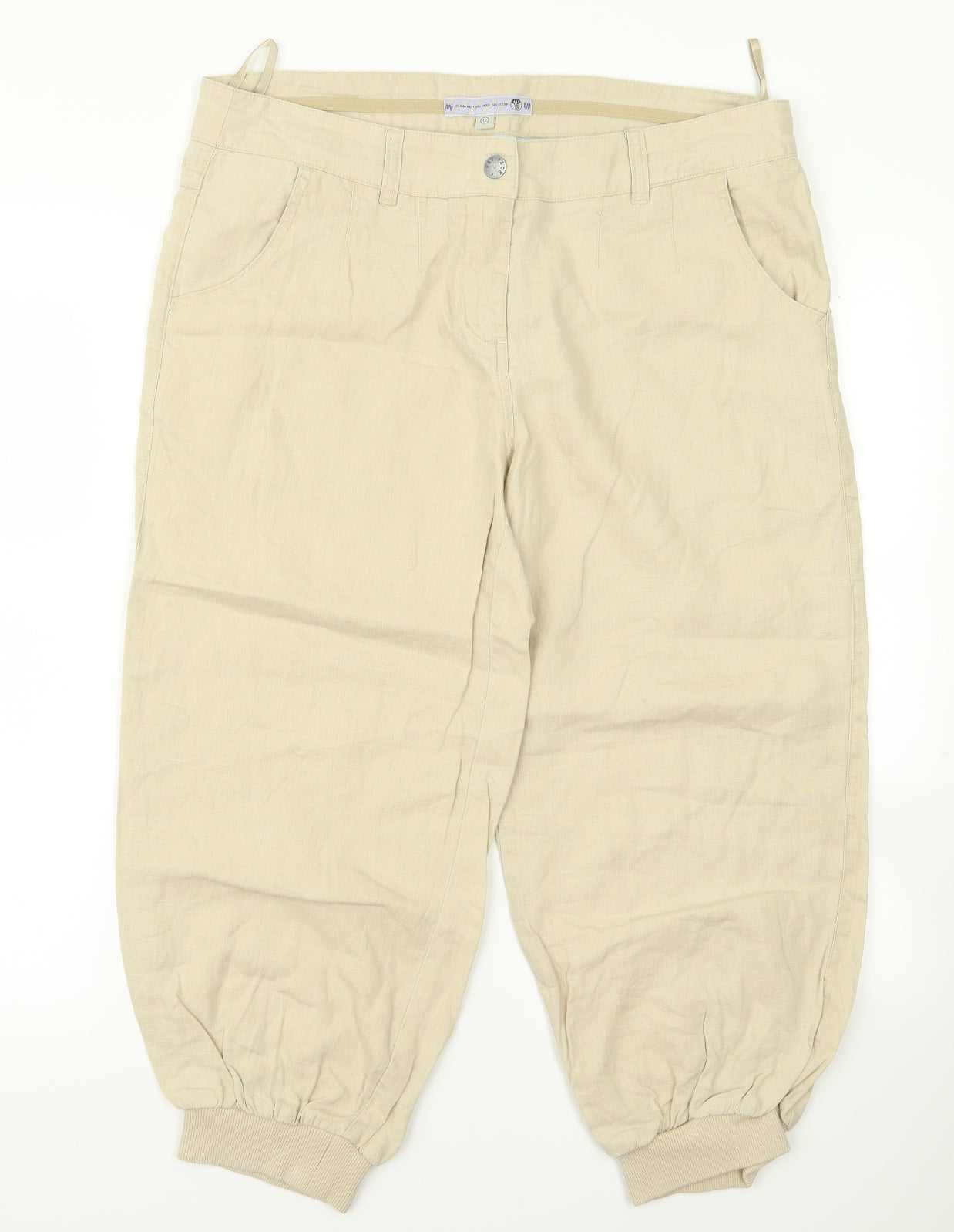 Womens UK Size 12 Preworn Regular Fit  Beige Trousers