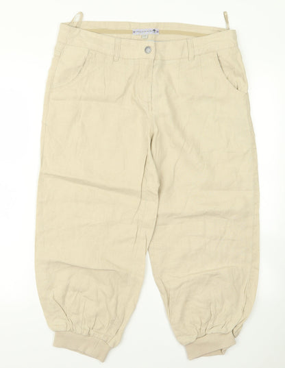 Womens UK Size 12 Preworn Regular Fit  Beige Trousers