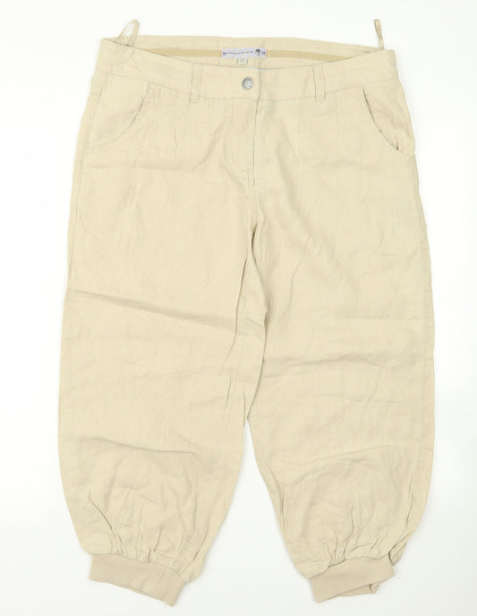 Womens UK Size 12 Preworn Regular Fit  Beige Trousers