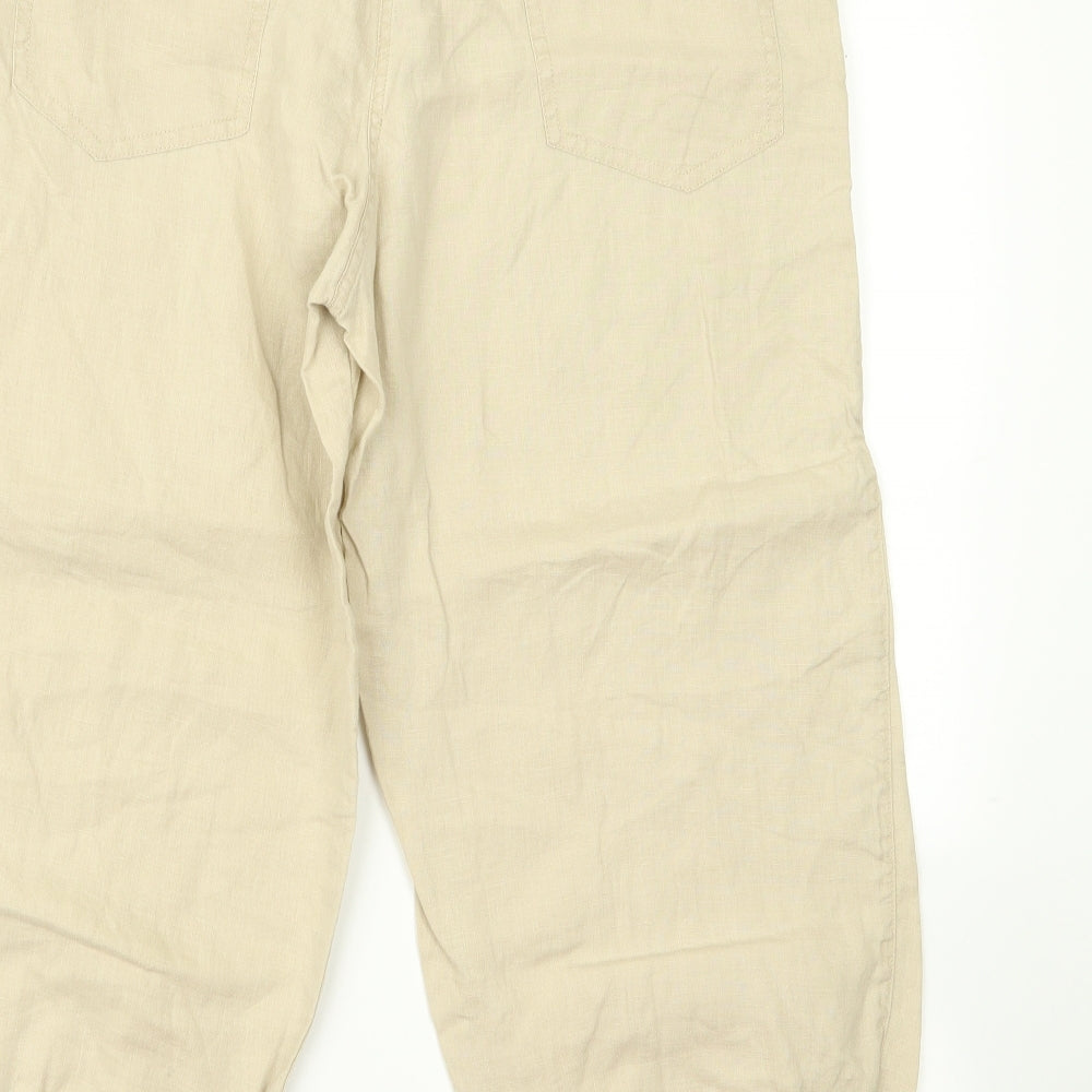 Womens UK Size 12 Preworn Regular Fit  Beige Trousers