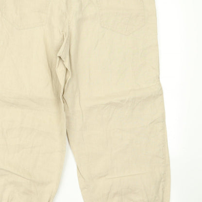 Womens UK Size 12 Preworn Regular Fit  Beige Trousers
