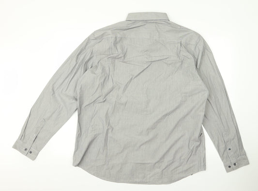 Mens UK Size 17 NEXT Grey  Button-Up Long Sleeve Casual Shirt