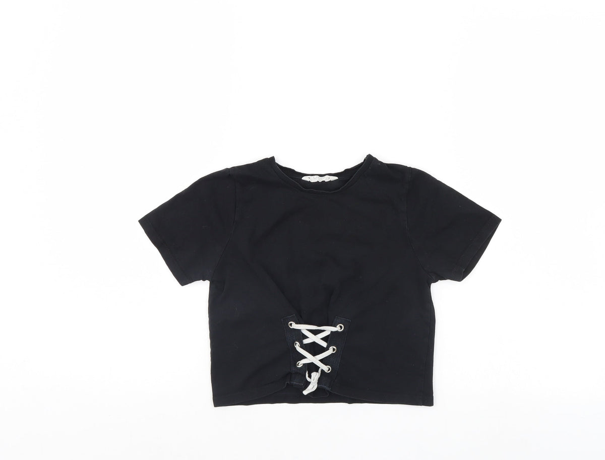Additional front view of Candy girls’ black basic t-shirt, size 9, years