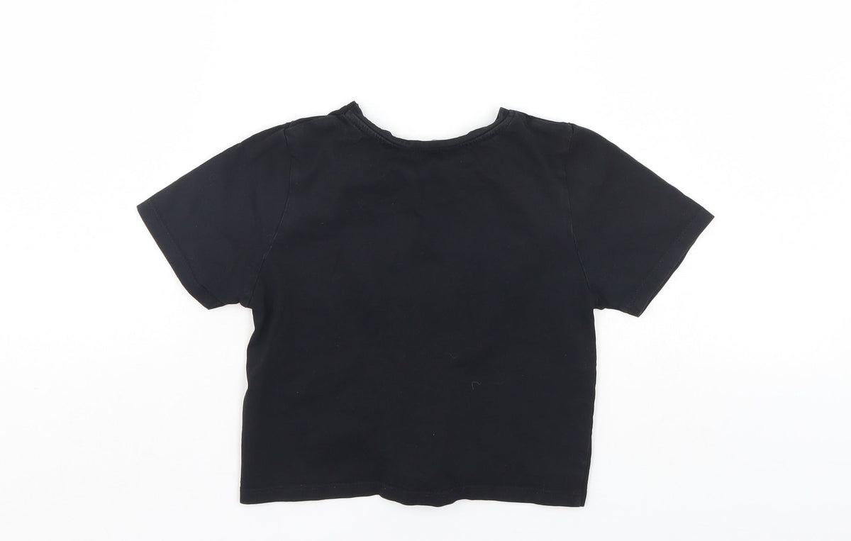 Back view of Candy girls’ black basic t-shirt, size 9, years