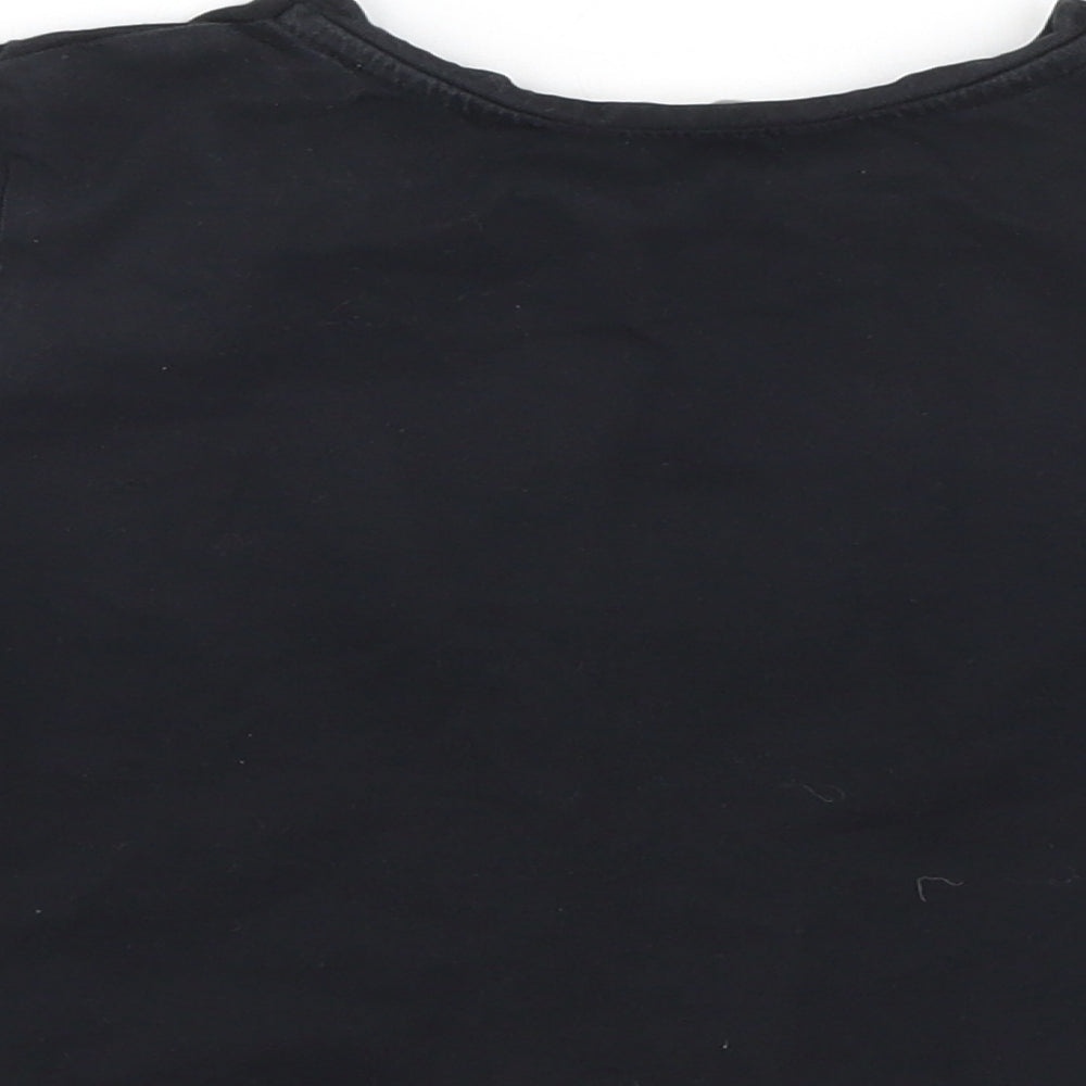 Brand and care label for Candy girls’ black basic t-shirt, size 9, years