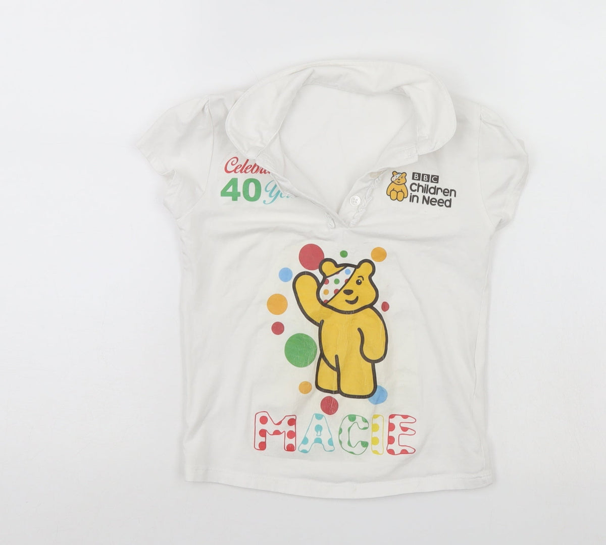 Front view of George girls’ white basic t-shirt, size 3-4, years