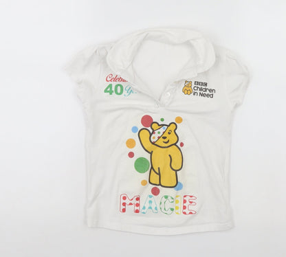 Front view of George girls’ white basic t-shirt, size 3-4, years