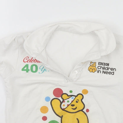 Close-up detail of George girls’ white basic t-shirt, size 3-4, years