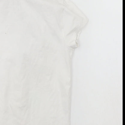 Brand and care label for George girls’ white basic t-shirt, size 3-4, years