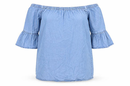 Womens UK Size 8 New Look Blue Tunic Blouse