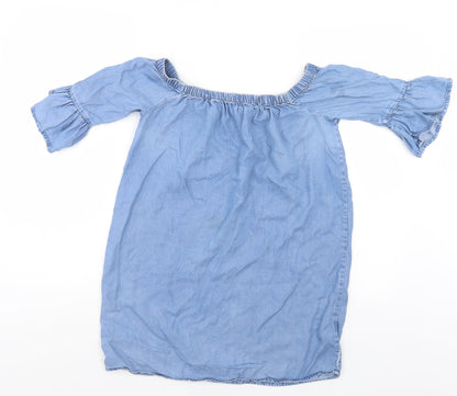 Womens UK Size 8 New Look Blue Tunic Blouse