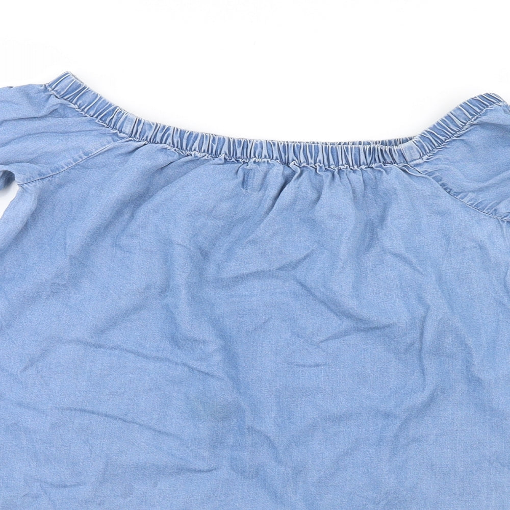 Womens UK Size 8 New Look Blue Tunic Blouse