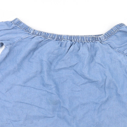 Womens UK Size 8 New Look Blue Tunic Blouse