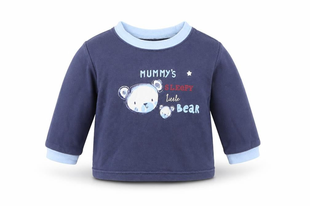 Front view of George boys’ blue jumper, size 3-6, months