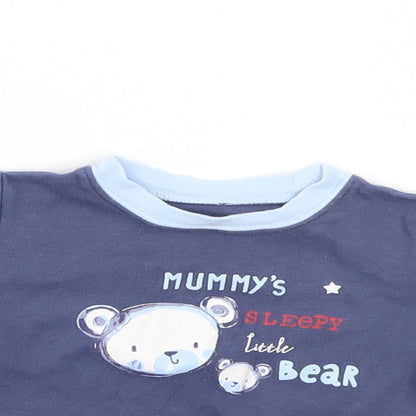Close-up detail of George boys’ blue jumper, size 3-6, months