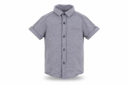 Front view of Autograph boys’ blue basic button-up, size 3-4, years