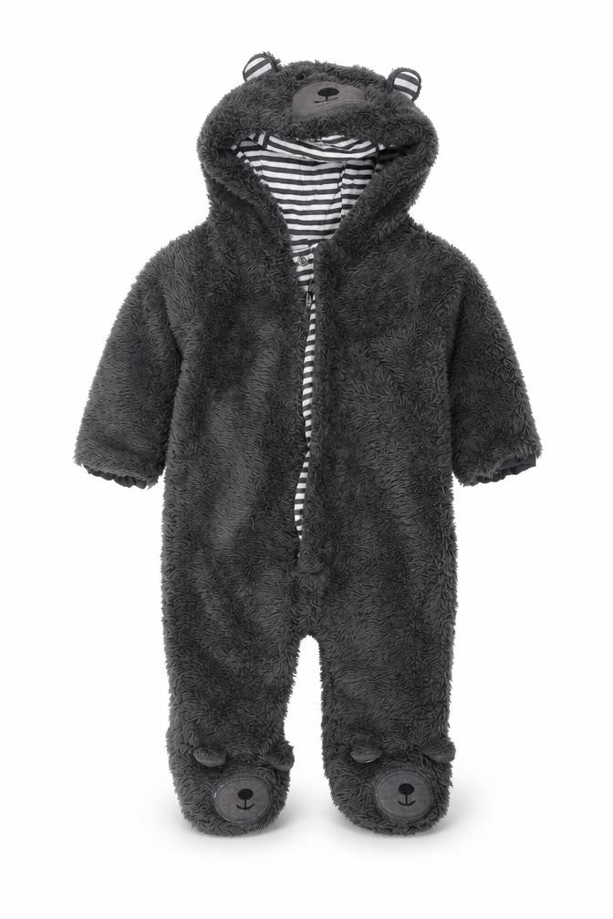 Front view of George Baby Grey Solid Babydoll One Piece, size 3-6, Months