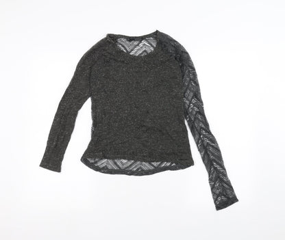 Womens UK Size S Zara Black Basic T-Shirt
