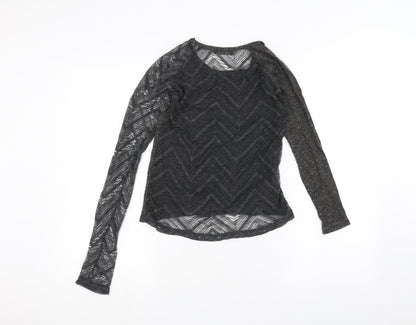 Womens UK Size S Zara Black Basic T-Shirt