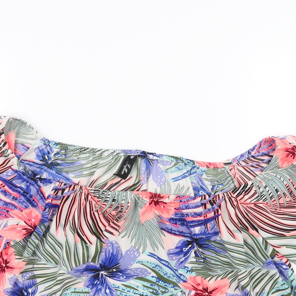 Influence Womens White Floral  Basic Blouse Size 12