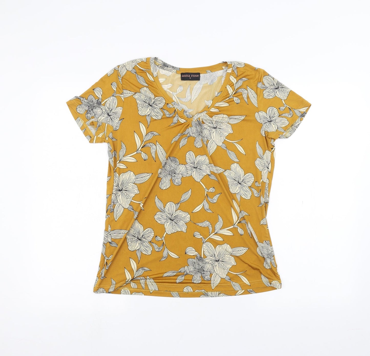 Womens UK Size S Anna Rose Yellow Basic T-Shirt