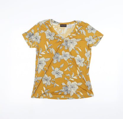 Womens UK Size S Anna Rose Yellow Basic T-Shirt
