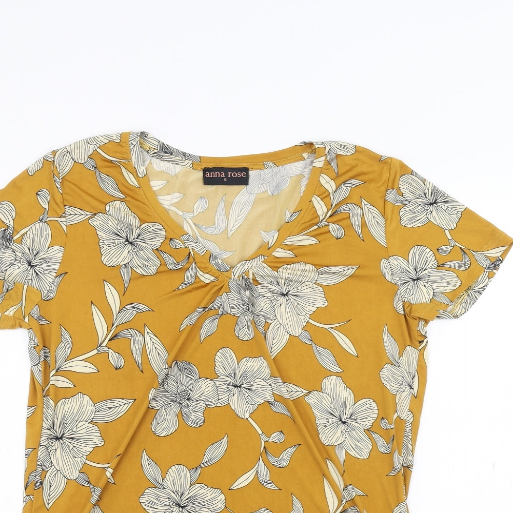 Womens UK Size S Anna Rose Yellow Basic T-Shirt