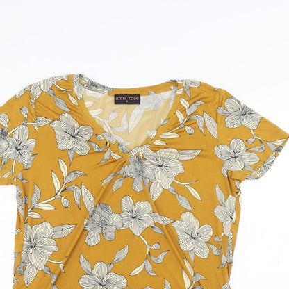 Womens UK Size S Anna Rose Yellow Basic T-Shirt